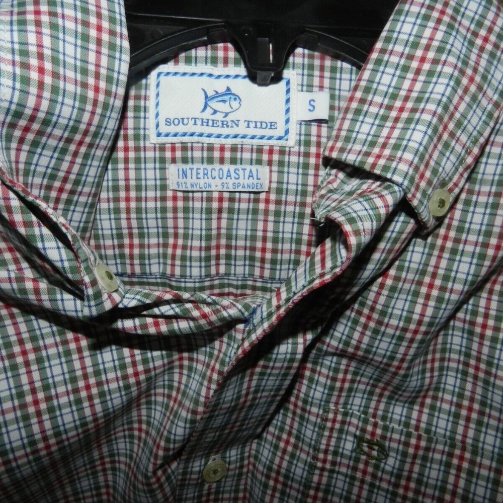 Southern Tide Intercoastal Plaid Mens Shirt Nylon Sz S - Picture 10 of 11